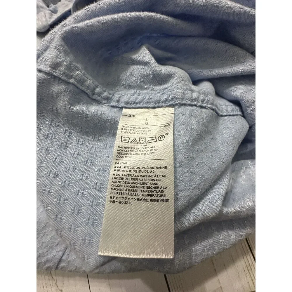 Banana Republic Light Blue Wht Design Button‎ Down Shirt Size L Long Sleeve